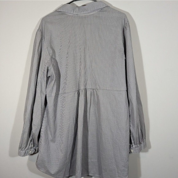 Lane Bryant Women Plus Size 22/24 Shirt Black Stripes Button Down Casual… - Picture 2 of 5